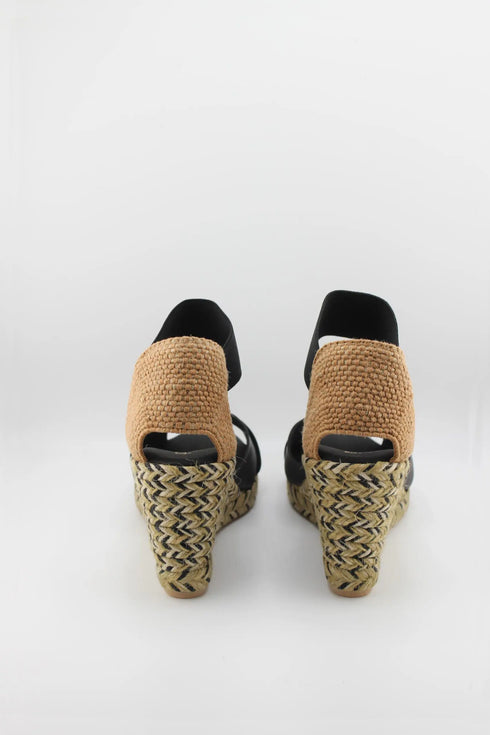 Paseart Elastic Strap Espadrille Wedge Sandals
